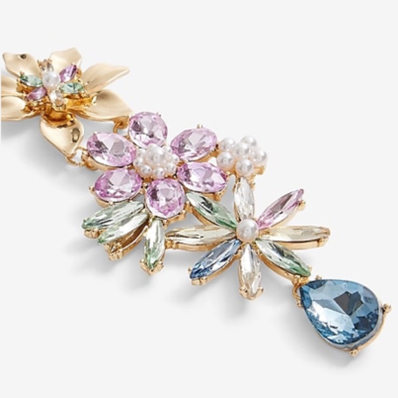 Express Rhinestone Flower Drop Earrings - Picture 3 of 8